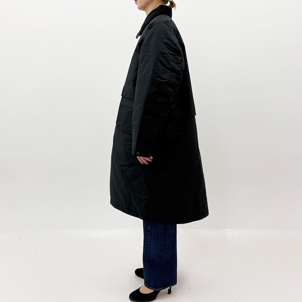 Water-repellent coated polyester hunting down long jacket