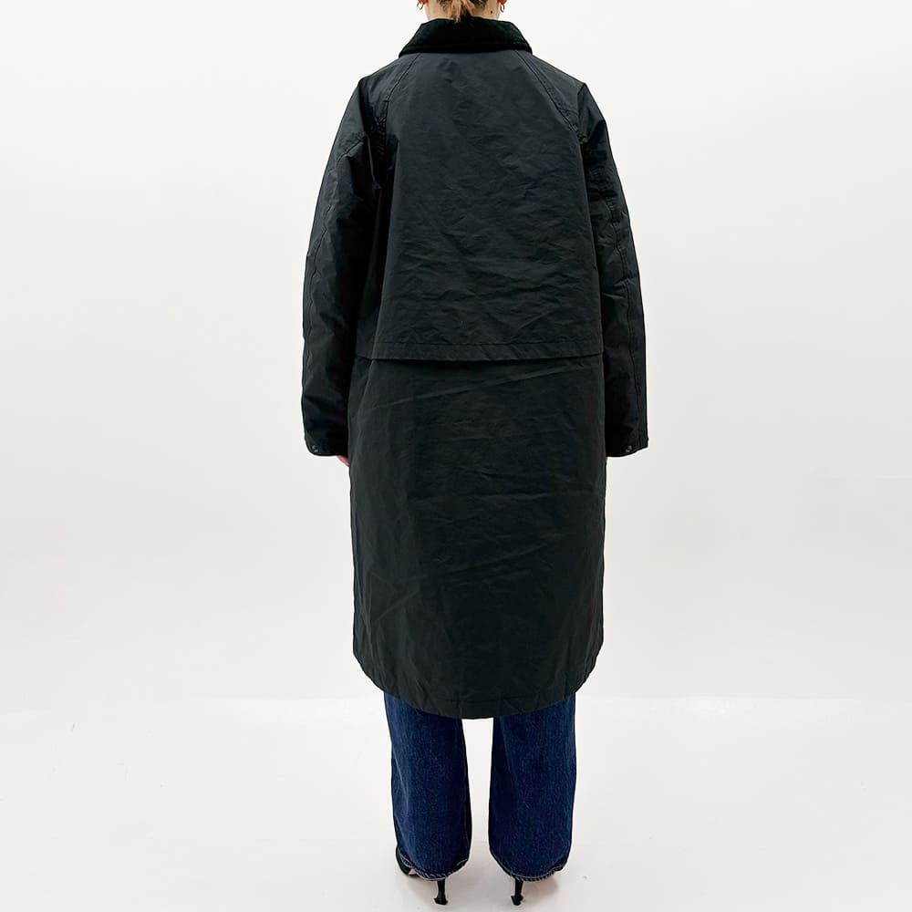 Water-repellent coated polyester hunting down long jacket