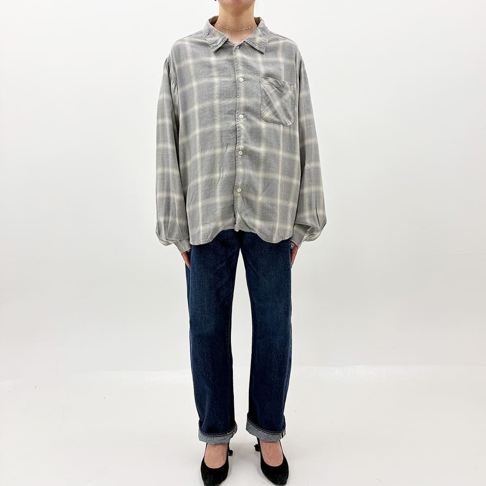 レーヨンオンブレーチェックシャツ