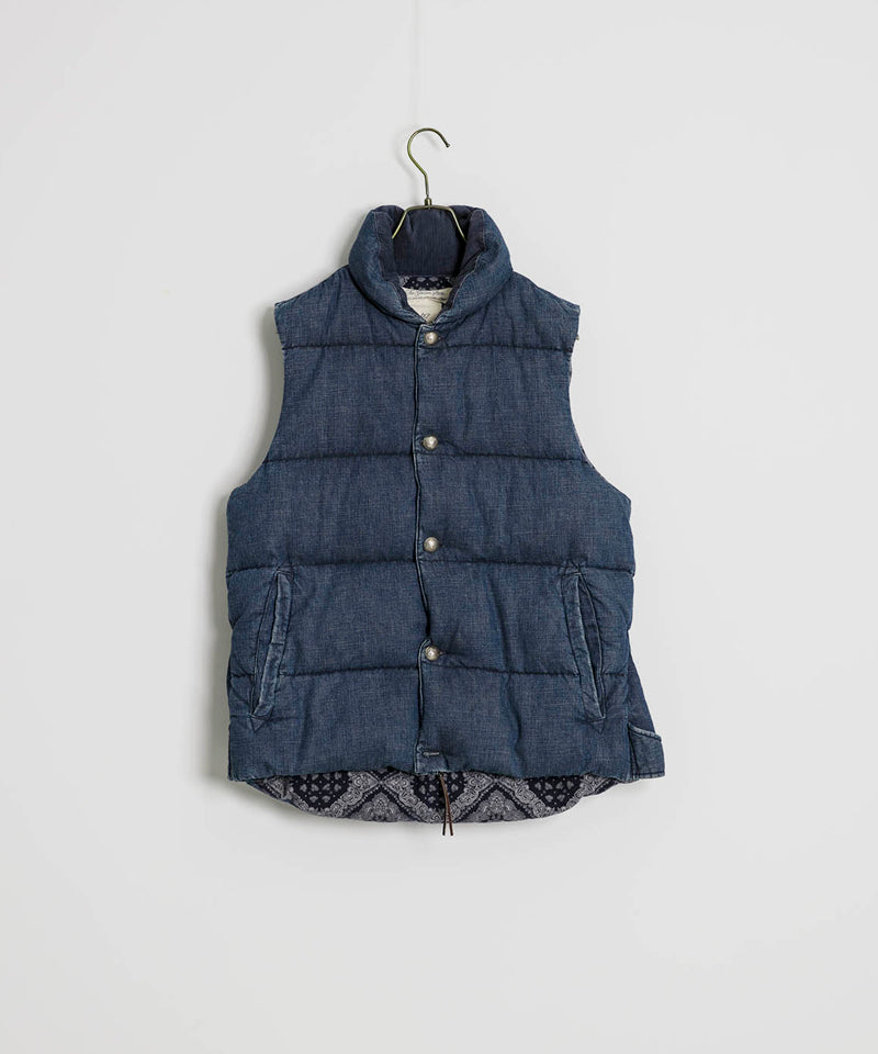 ナチュラル加⼯デニムダウンベスト