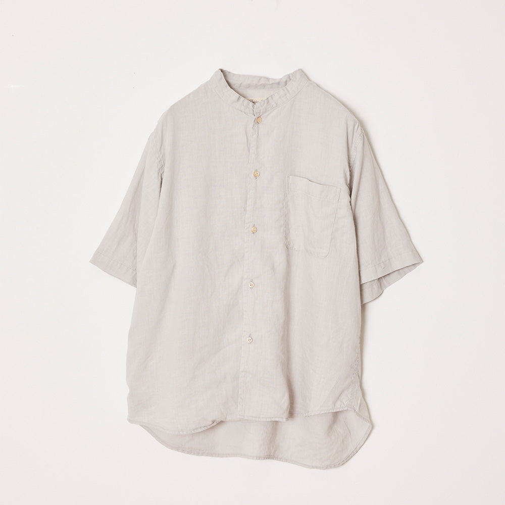 Linen stand collar S/S SHIRT