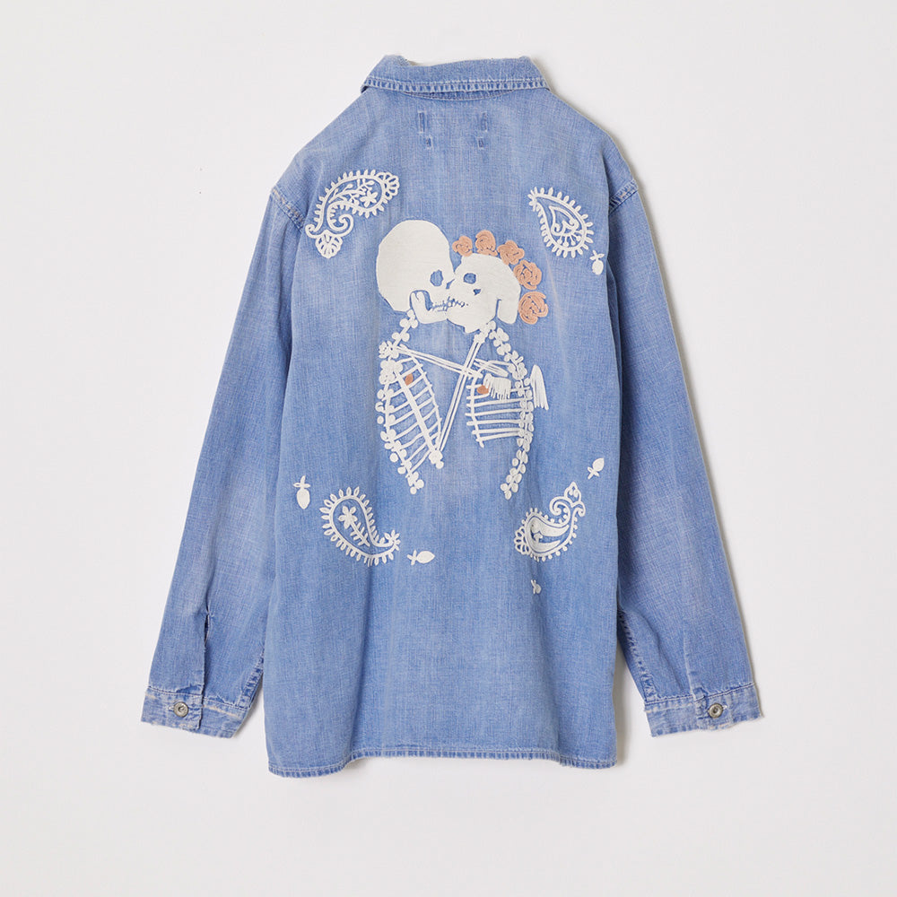 7.5Oz DENIM coverall SHIRT (embroidery: skull)