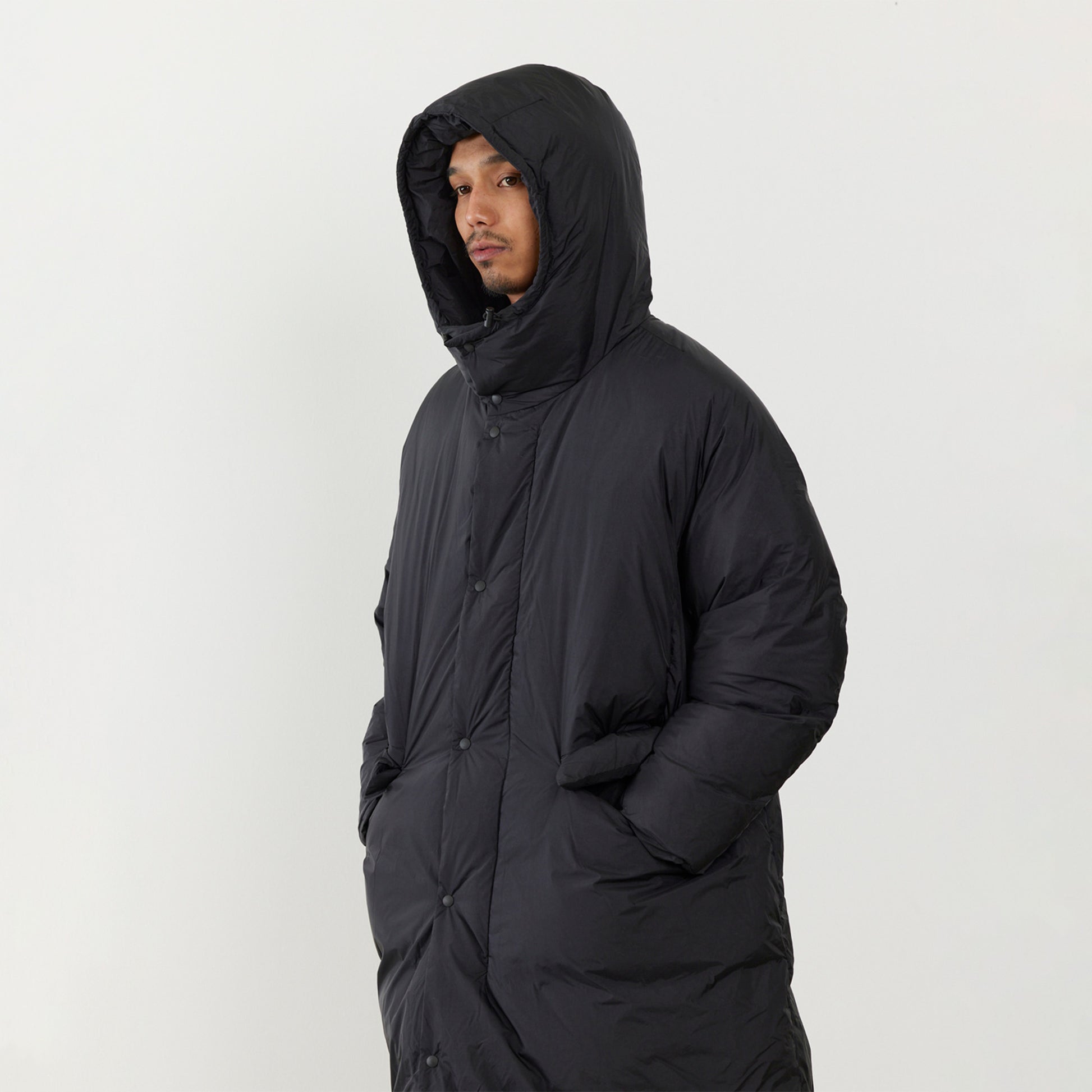 Ultralight nylon outdoor down long JKT hoodie