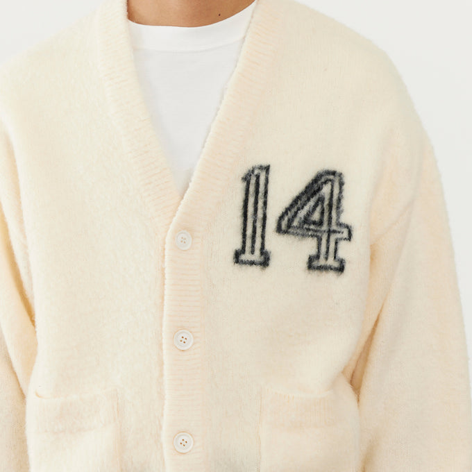 Brushed knit cardigan (numbering 14)