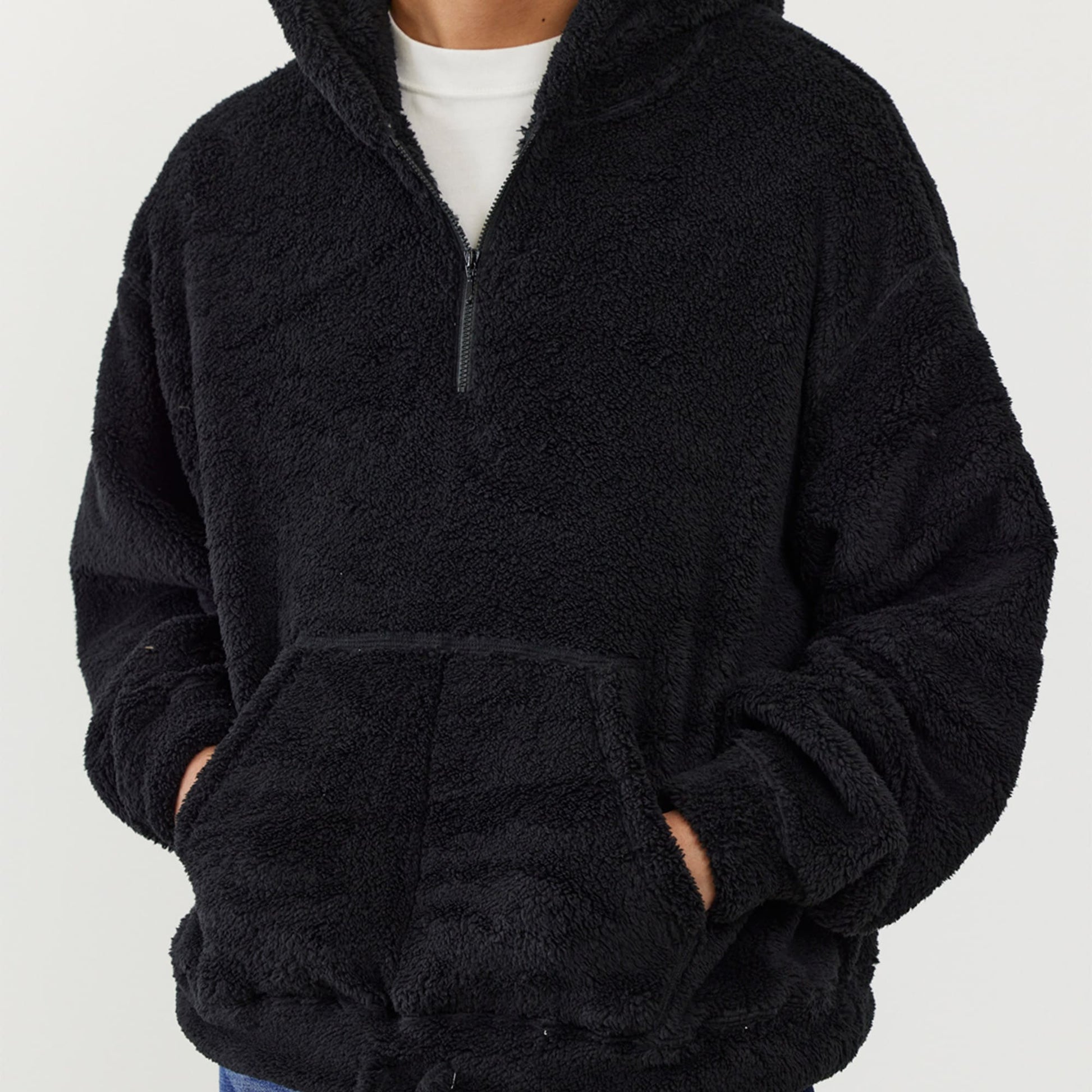 Shaggy fleece half zip hoodie