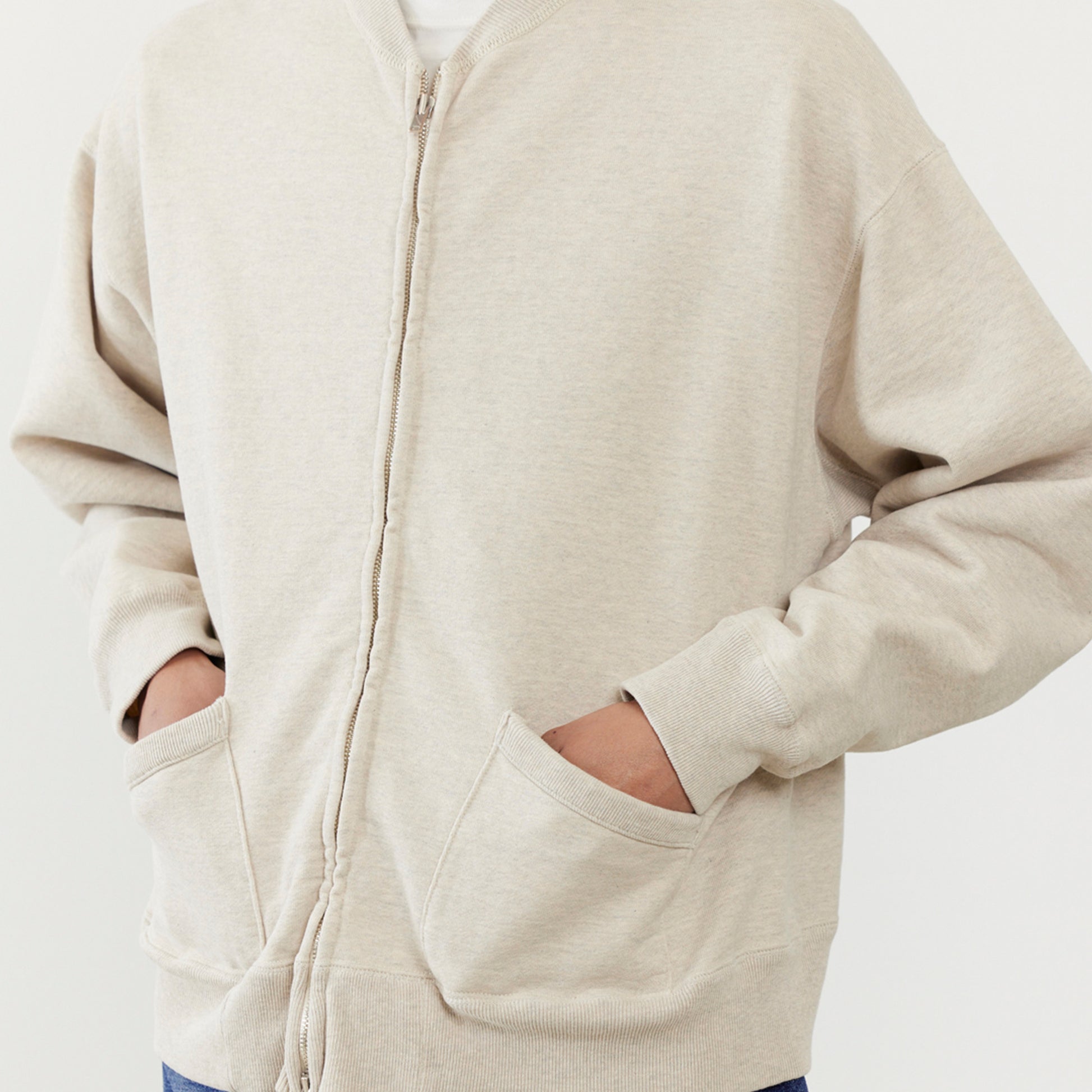 Round body fleece ZIP crew