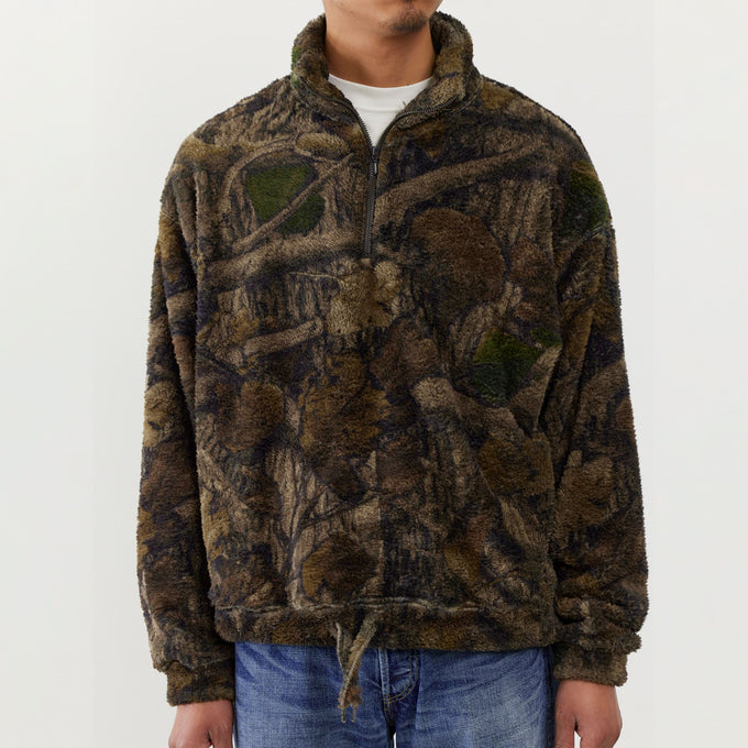 Shaggy fleece half ZIP crew (camouflage)