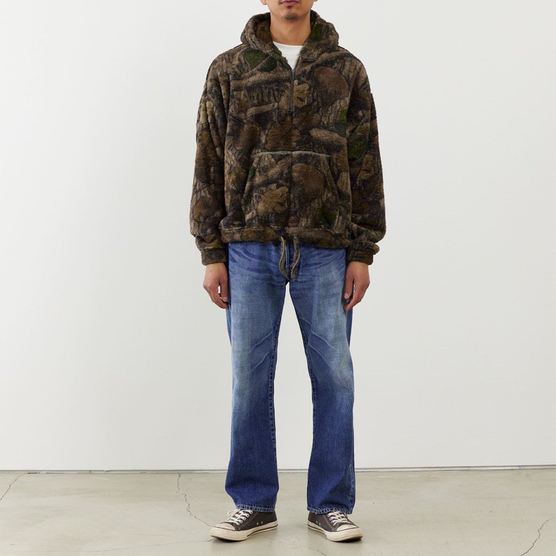 Shaggy fleece half ZIP parka (camouflage)