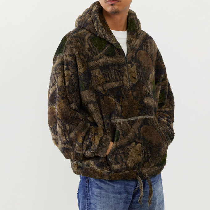 Shaggy fleece half ZIP parka (camouflage)