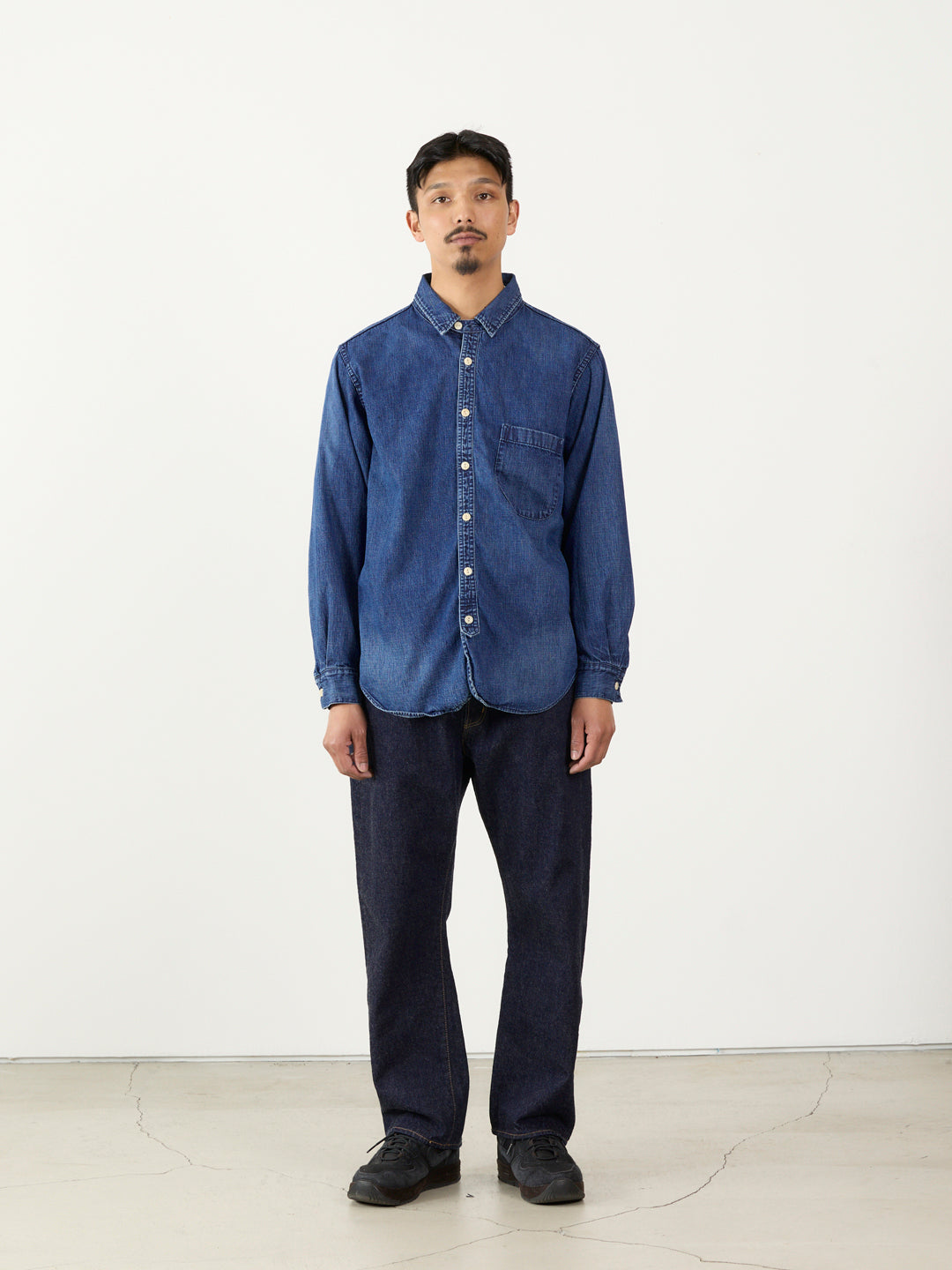 8.5oz DENIM WESTERNSHIRT(チンストラップ)USEDWASH