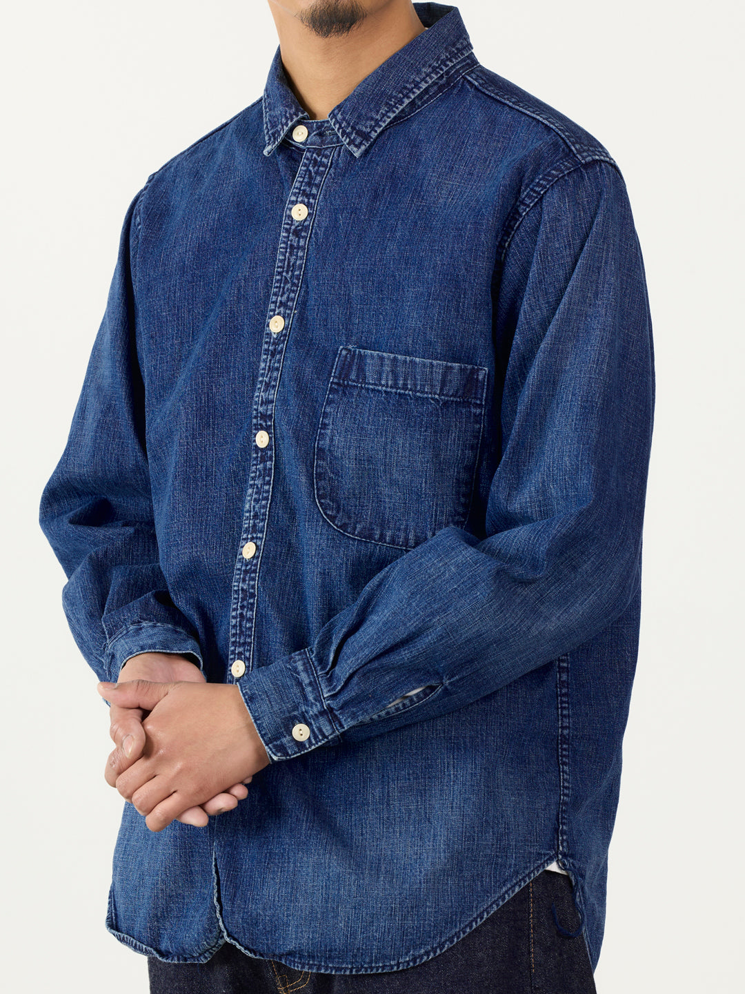 8.5oz DENIM WESTERNSHIRT(チンストラップ)USEDWASH