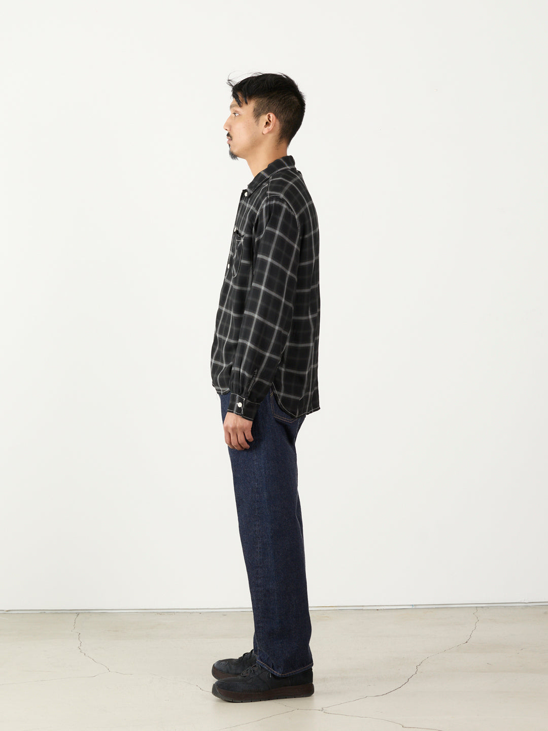 Rayon twill check regular shirt