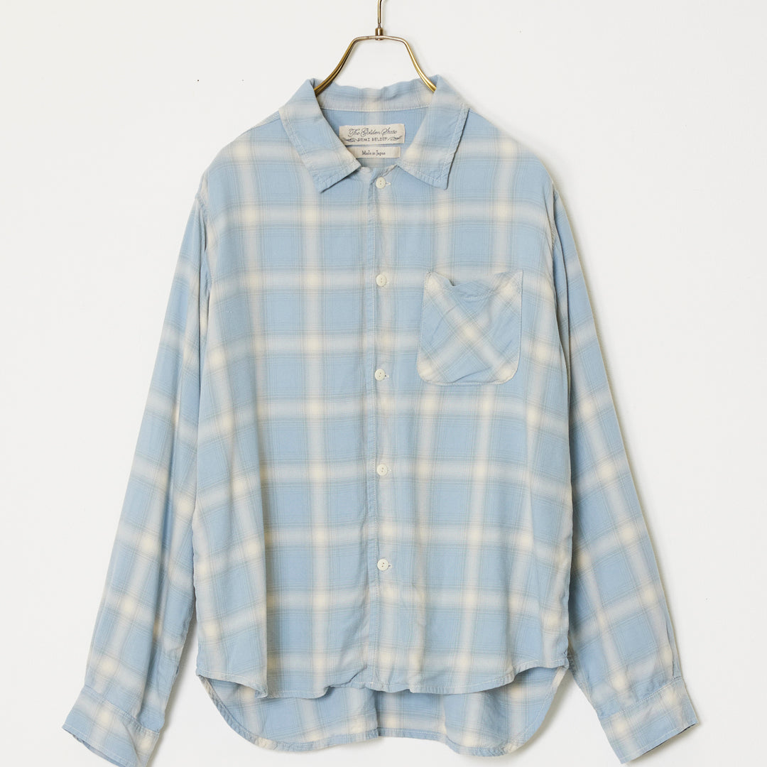 Rayon twill check regular shirt