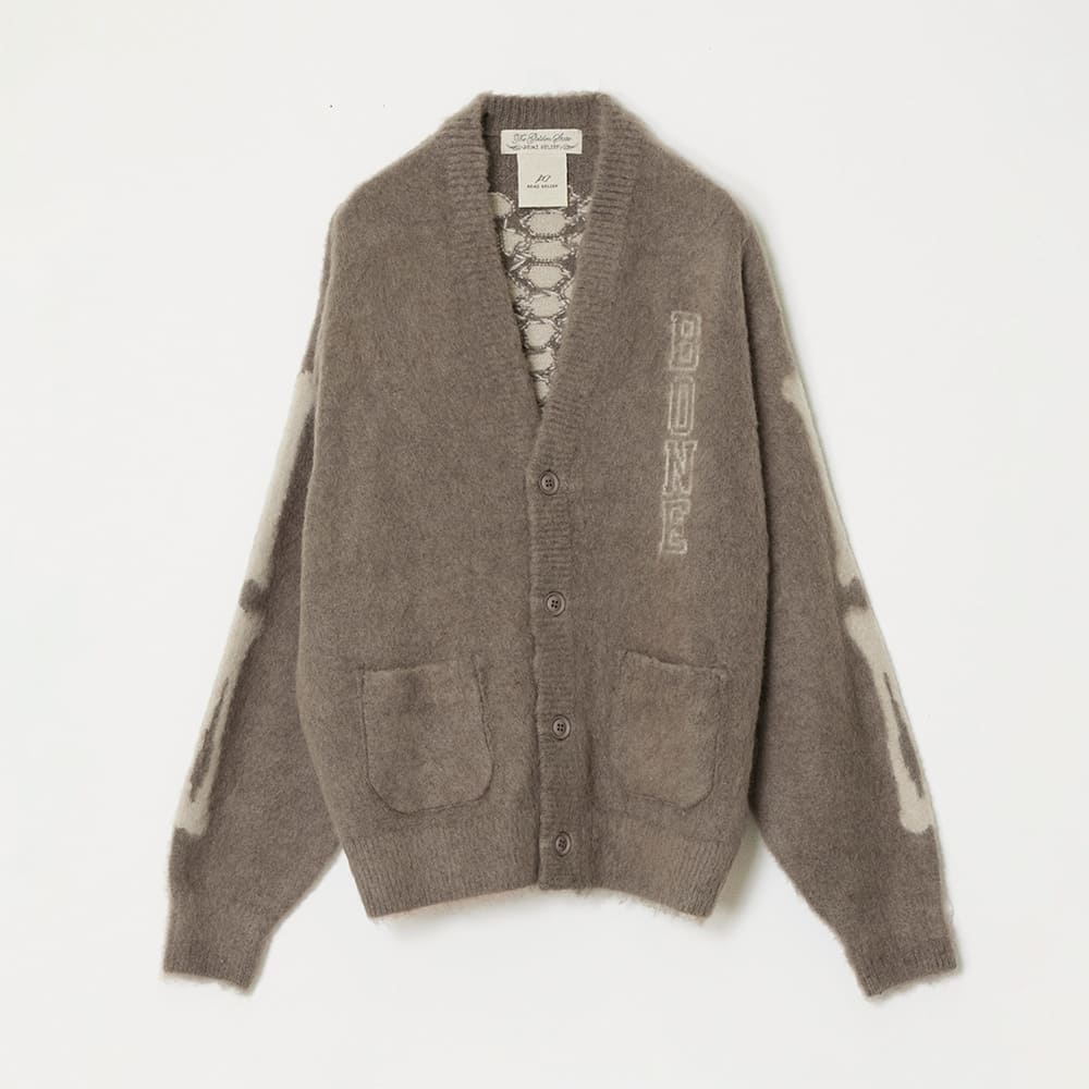 Brushed knit cardigan (skull print)