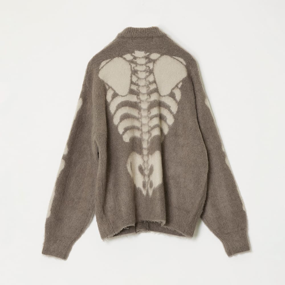 Brushed knit cardigan (skull print)