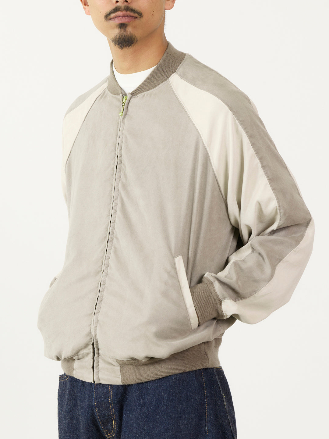 Eco suede raglan zip jacket