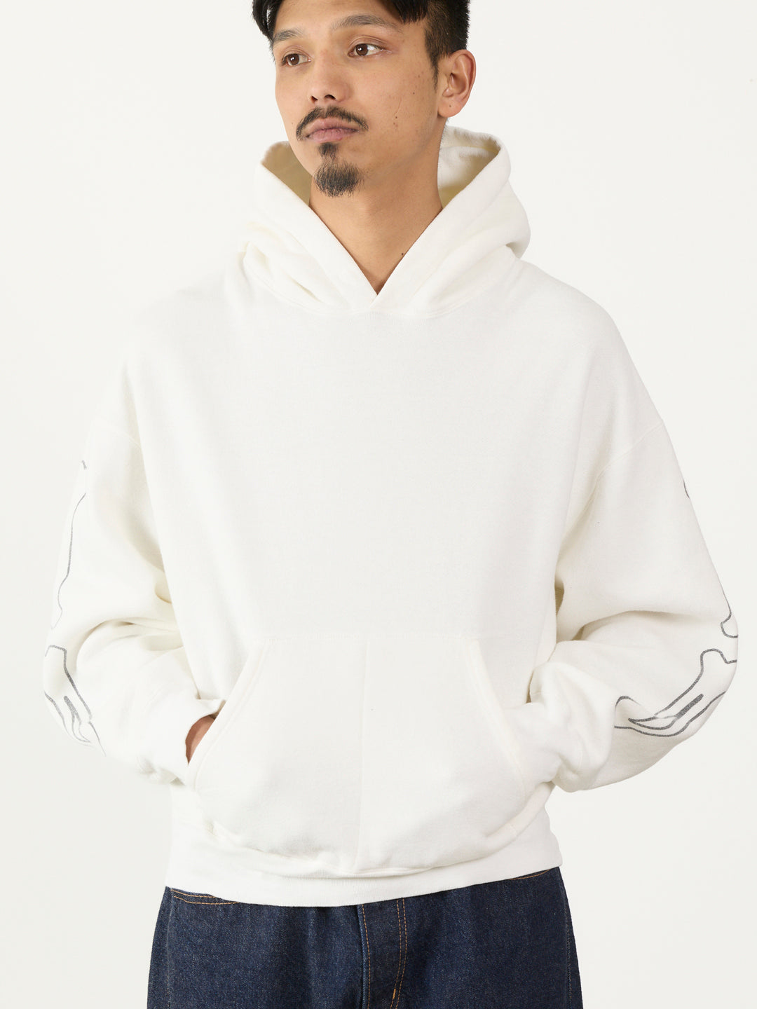 SP processed brushed-lined hoodie (BONE)