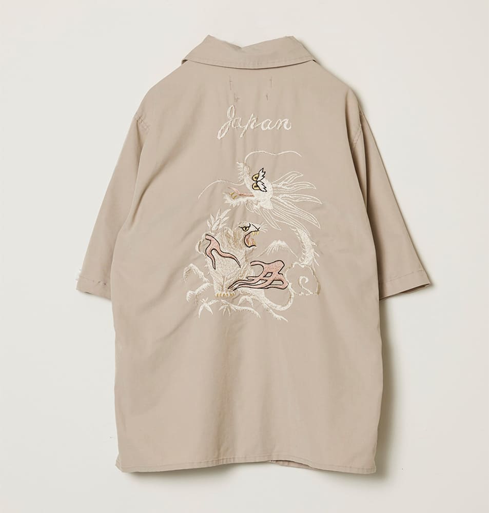 レーヨンフィブリルツイルS/Sシャツ(刺繍：⿓‧虎)