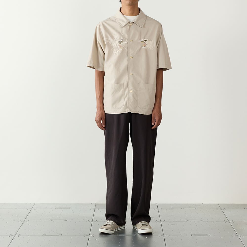 レーヨンフィブリルツイルS/Sシャツ(刺繍：⿓‧虎)