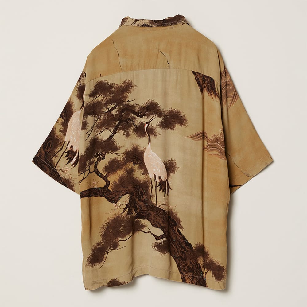 鶴柄アロハシャツ