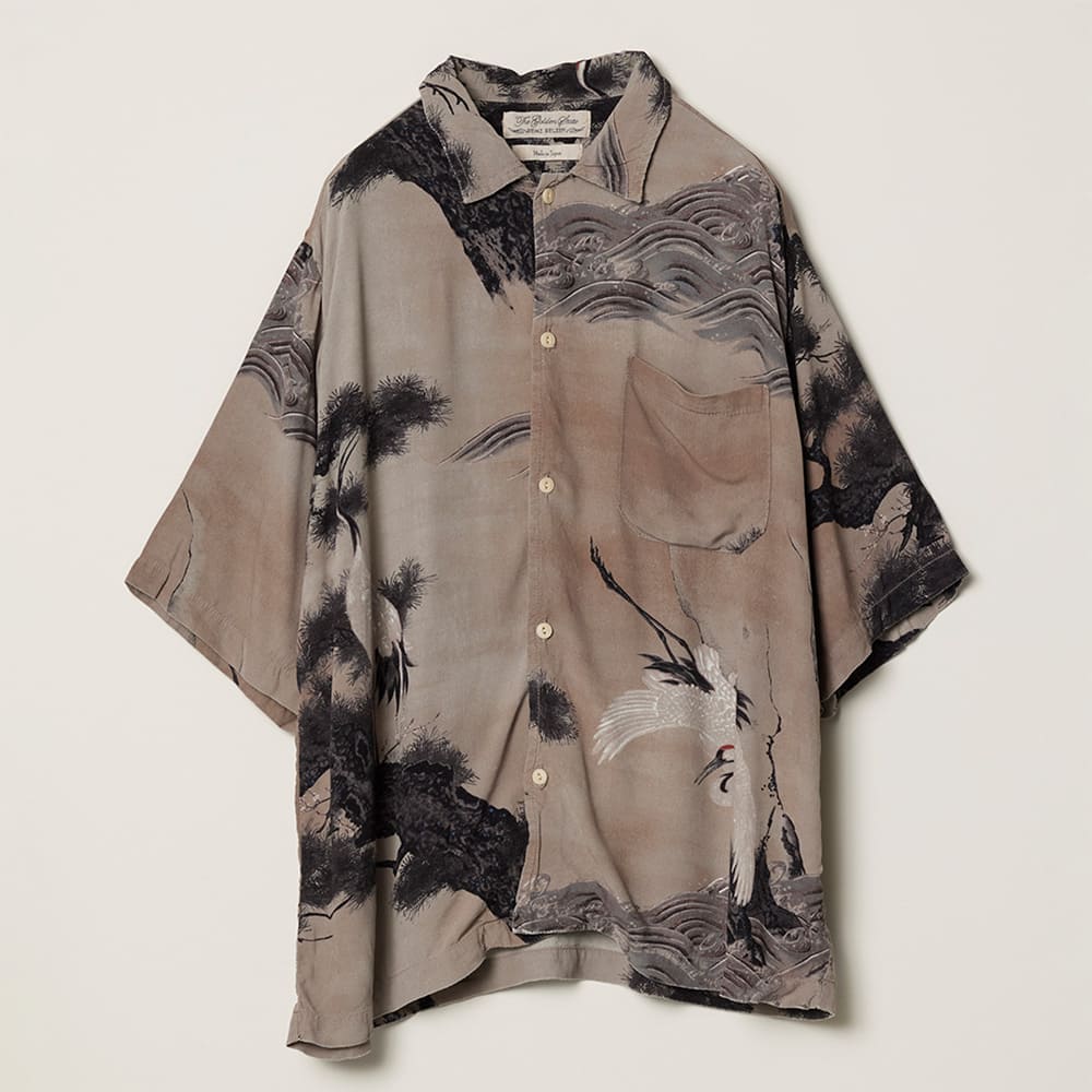 鶴柄アロハシャツ