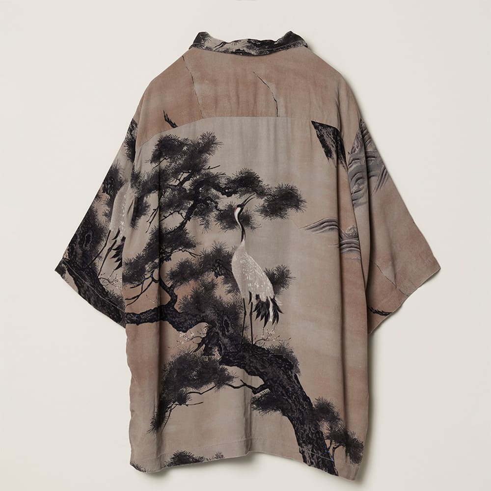 鶴柄アロハシャツ