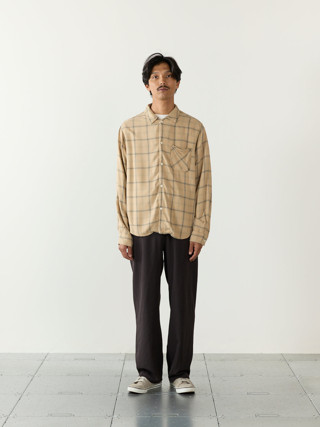 Rayon twill check shirt