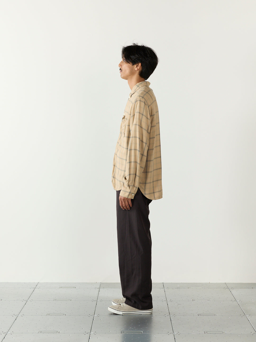 Rayon twill check shirt
