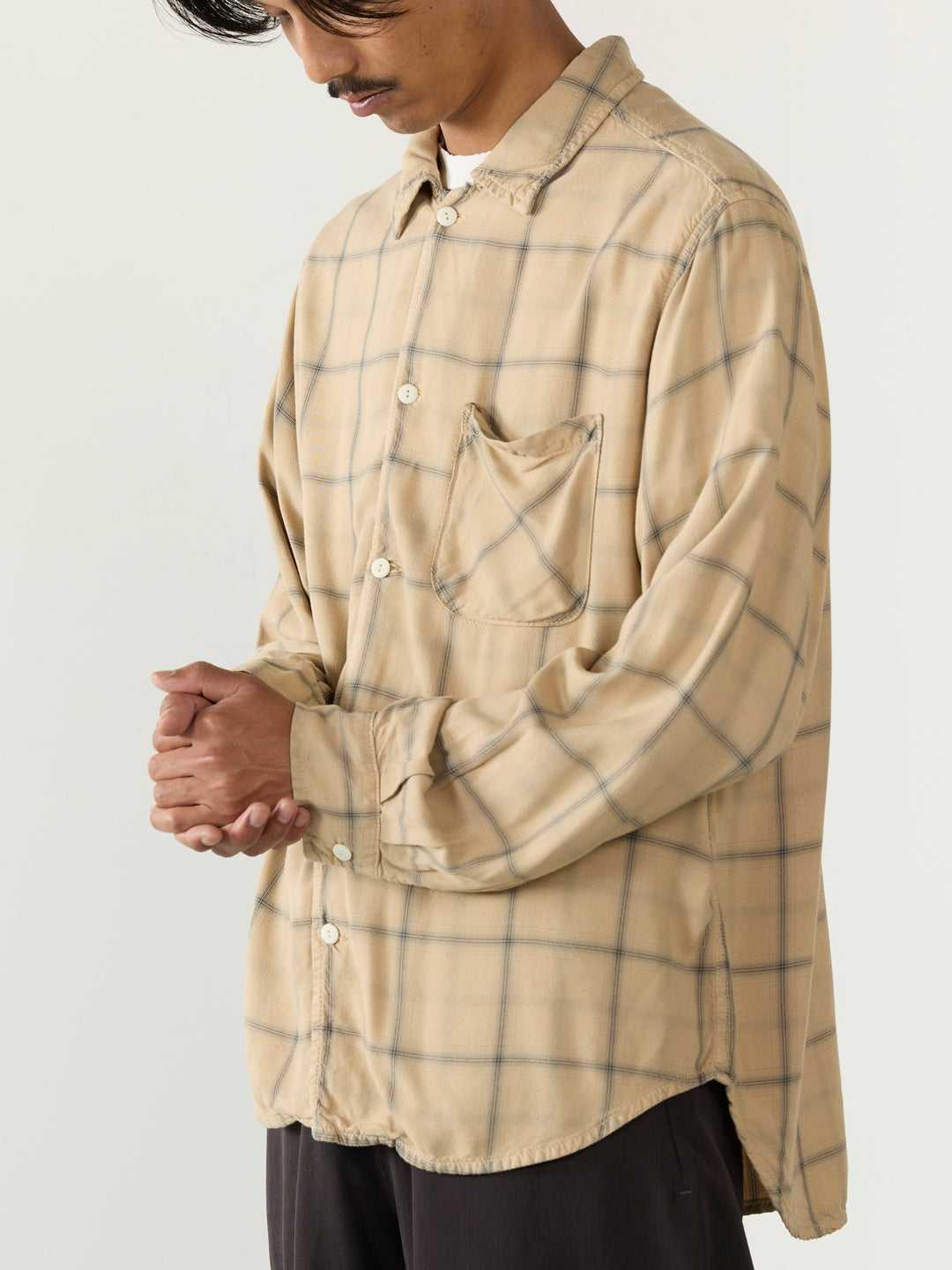 Rayon twill check shirt