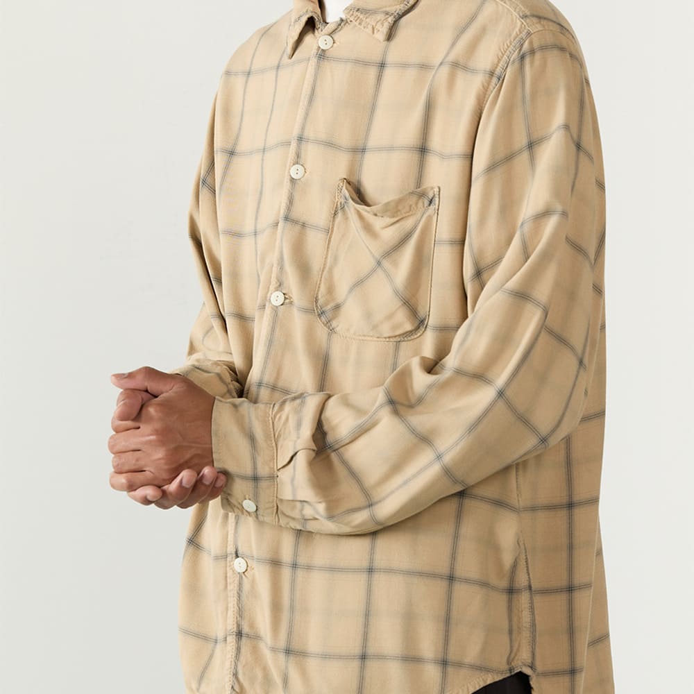 レーヨンツイルチェックシャツ
