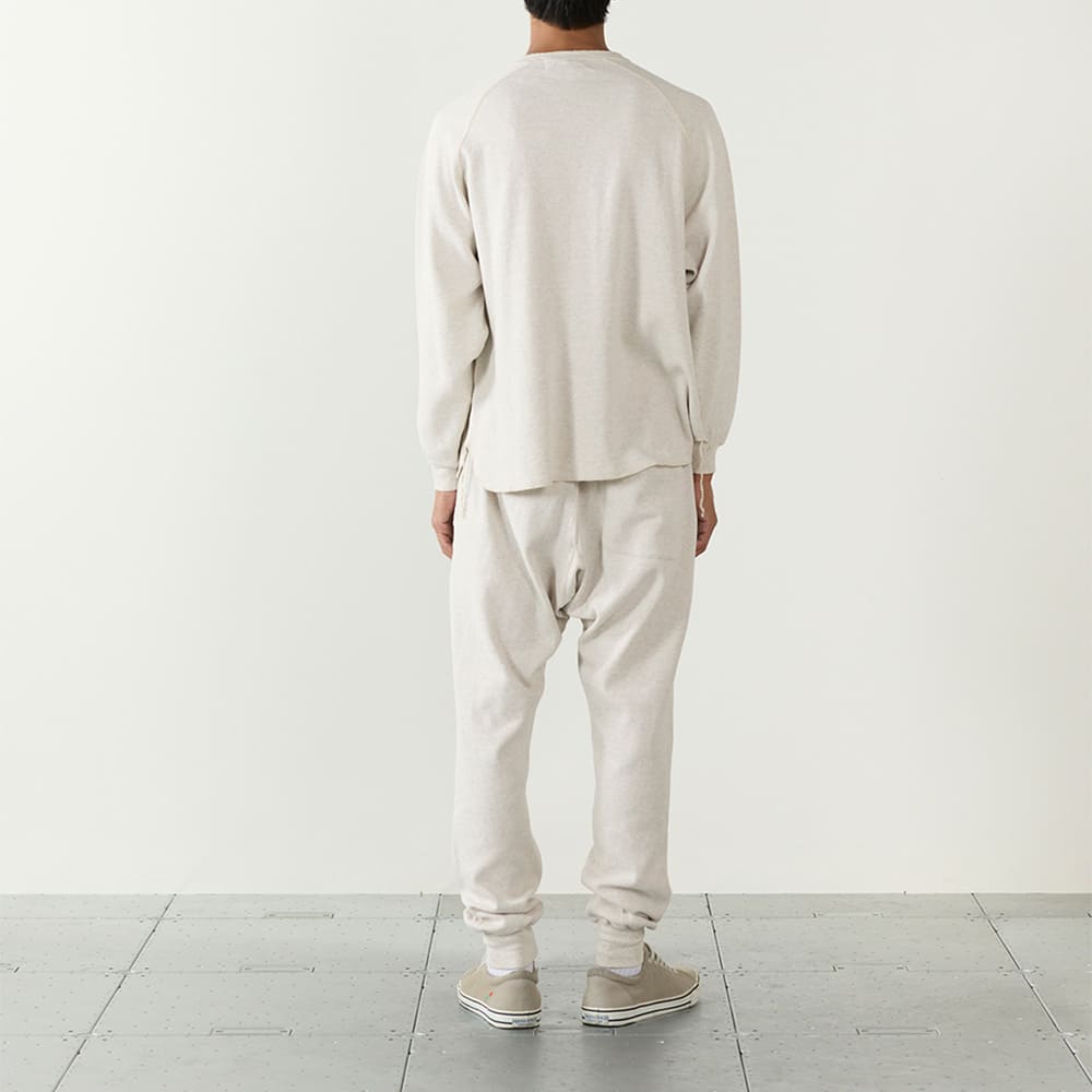 W-tuck Henley neck long sleeve T-shirt