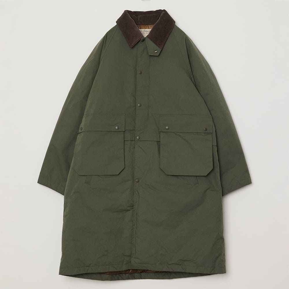 Water-repellent coated polyester hunting down long jacket