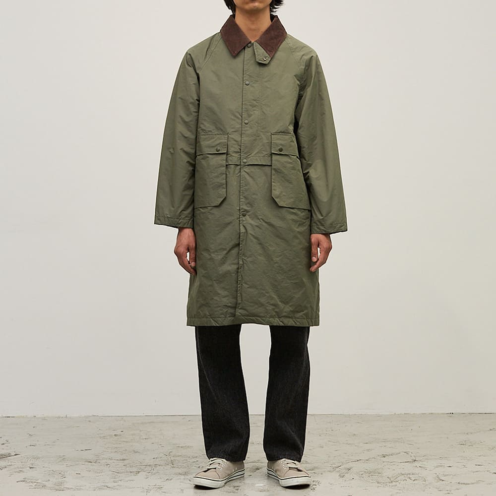 Water-repellent coated polyester hunting down long jacket