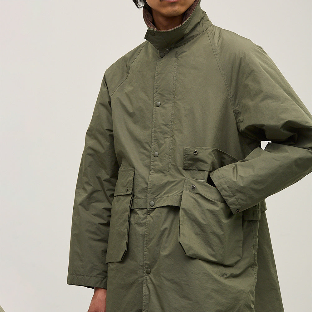 Water-repellent coated polyester hunting down long jacket
