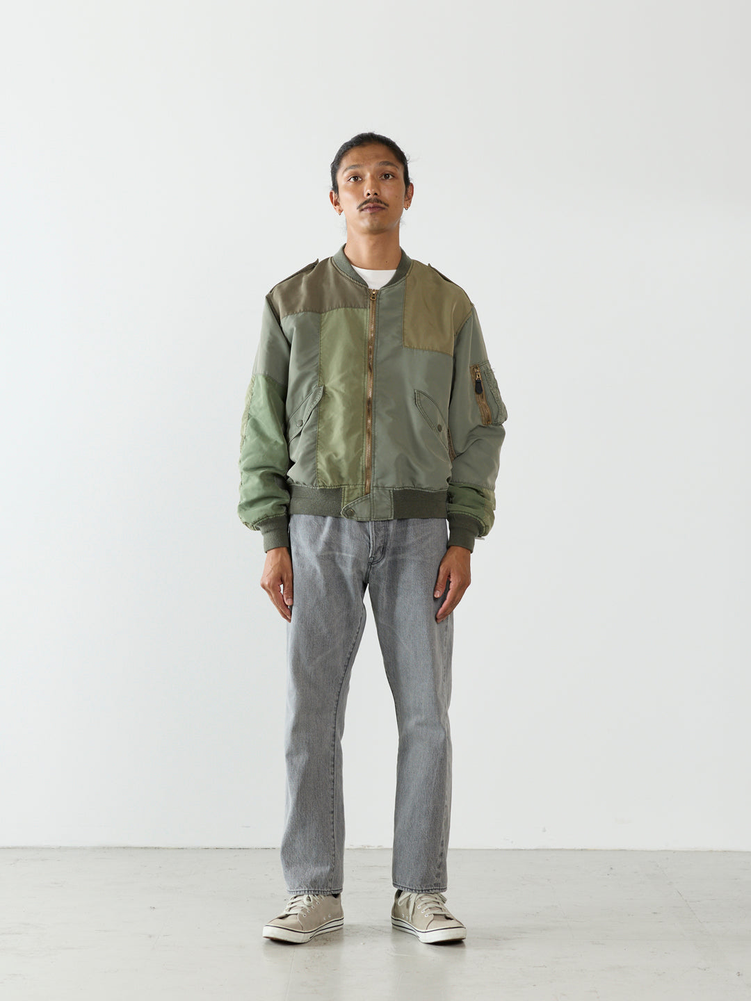 Recycled Nylon Twill Patchwork L2B Flight Jacket
