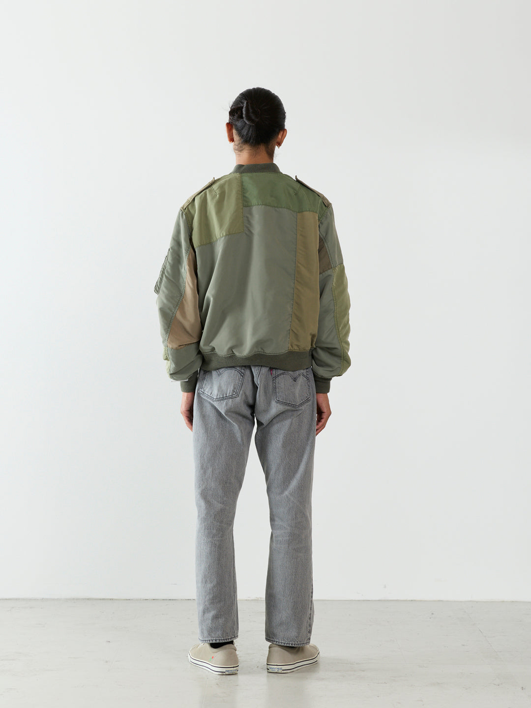 Recycled Nylon Twill Patchwork L2B Flight Jacket