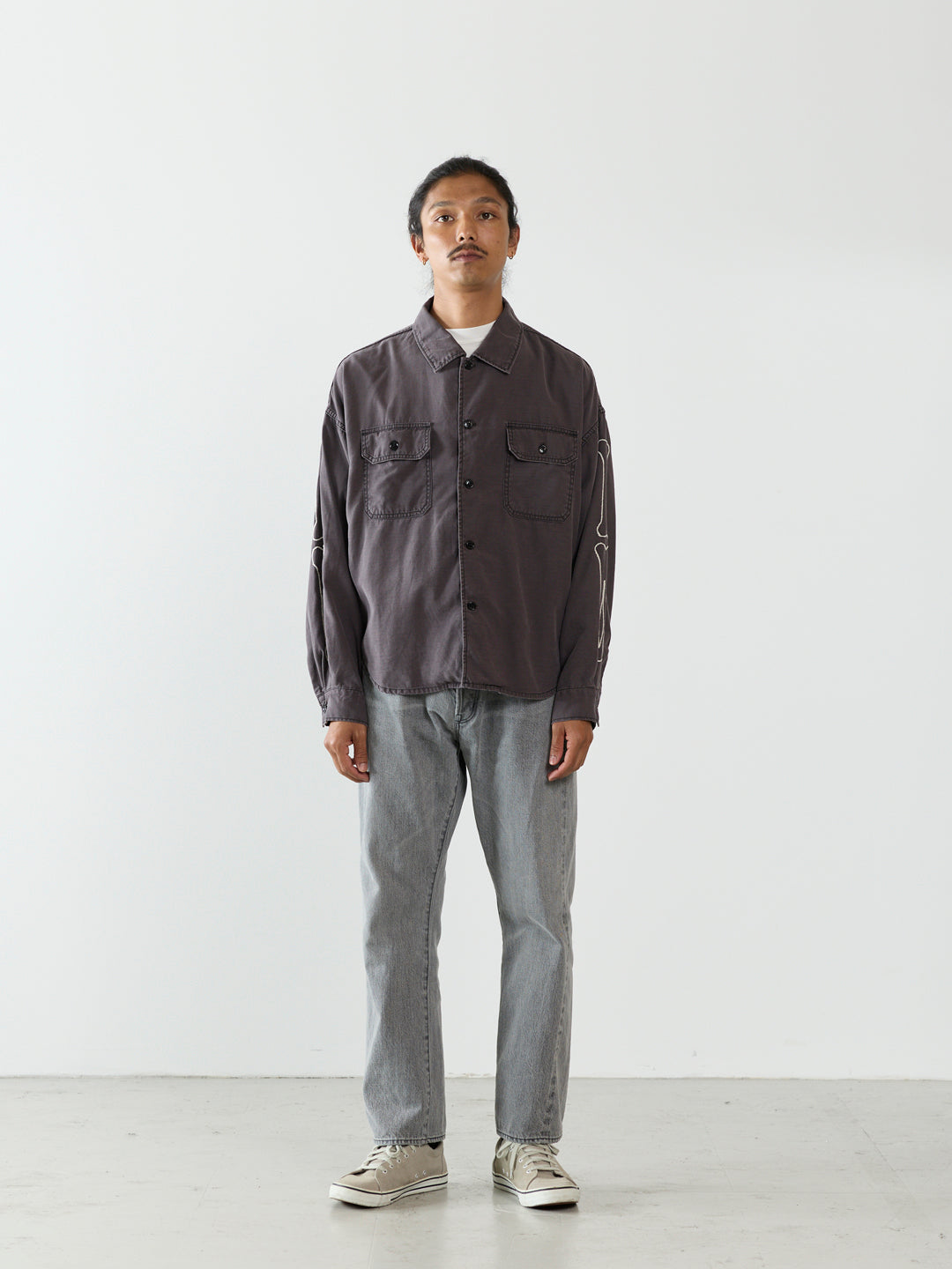 WIDE MILITARY SHIRT (Embroidery: BONE)