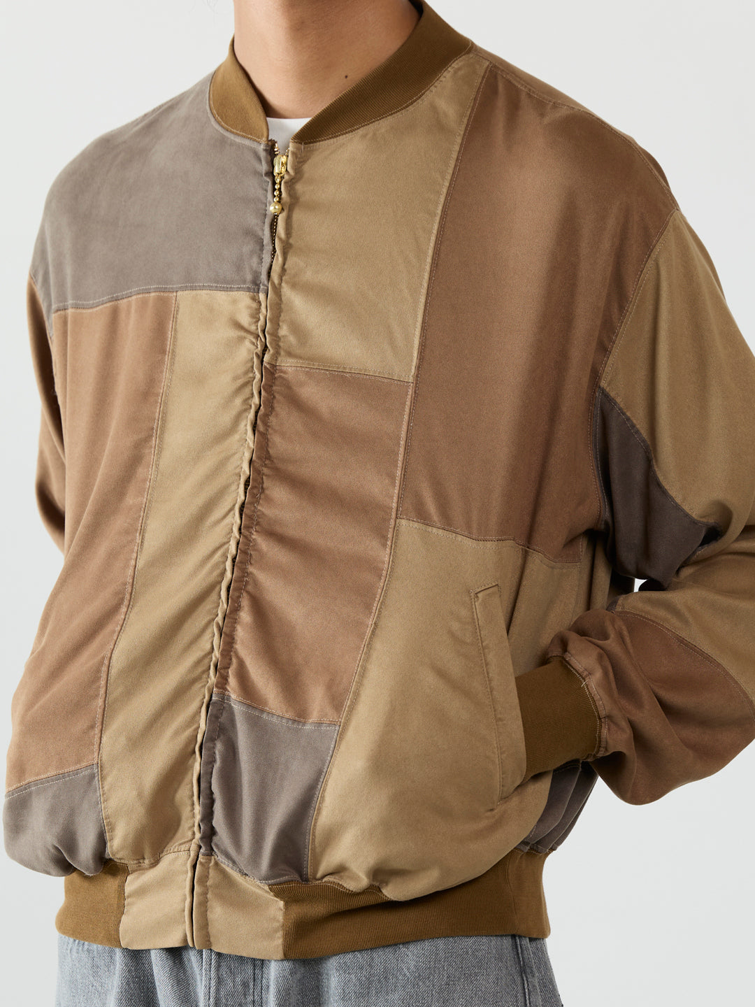 Patchwork Eco Suede Zip Jacket