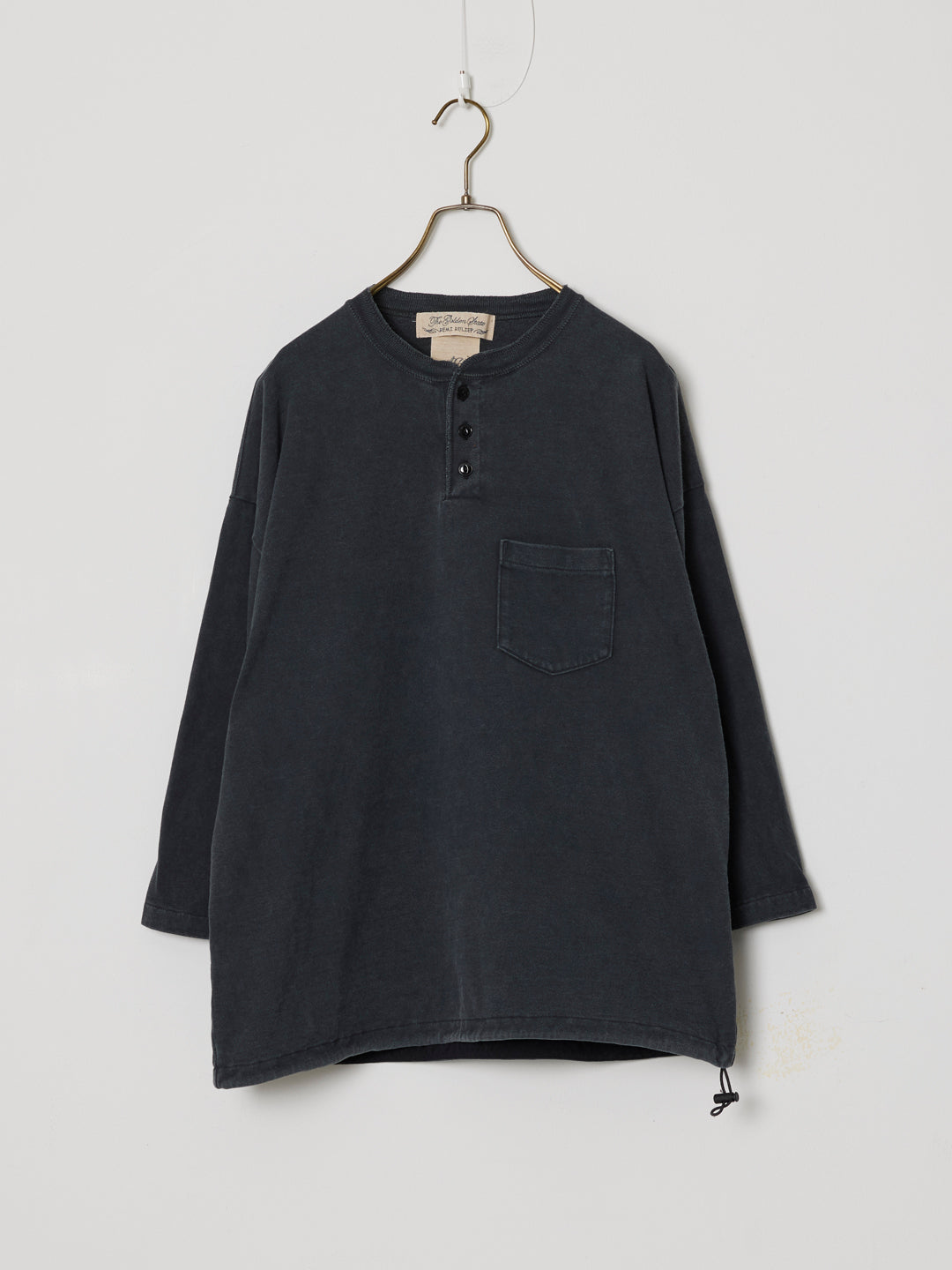 スーピマ裏⽑ヘンリーネック7分袖T