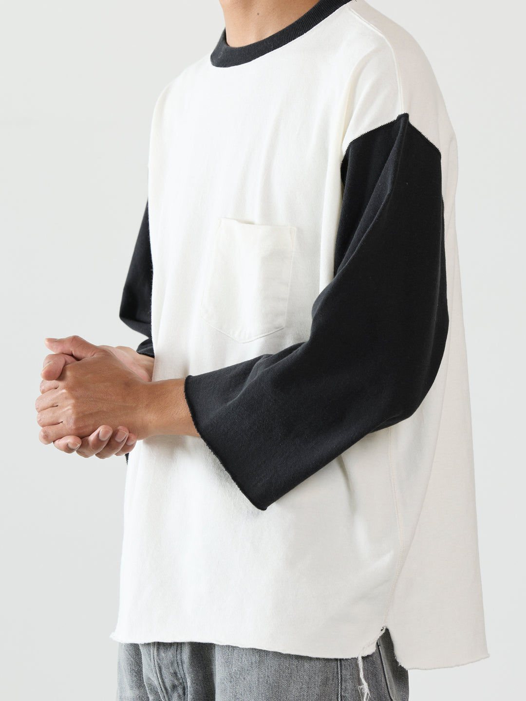 20/Open-end Thick Jersey 7-Sleeve Pocket Tee