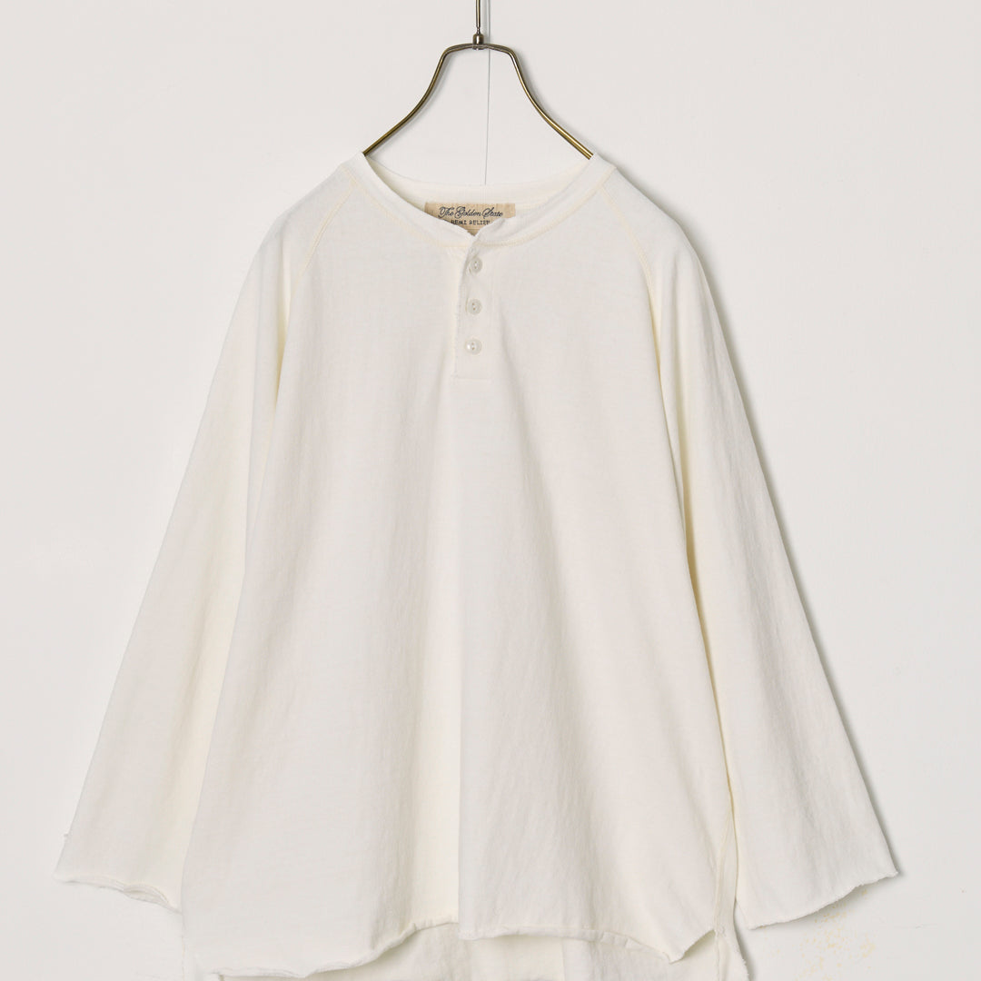 SP加⼯8/天竺ラグランヘンリーネック 7分袖T(無地)