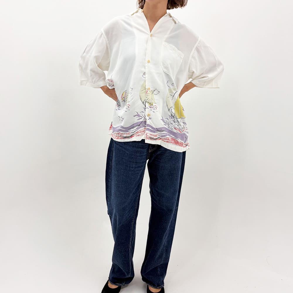 レーヨンアロハシャツ(ヨット総柄)