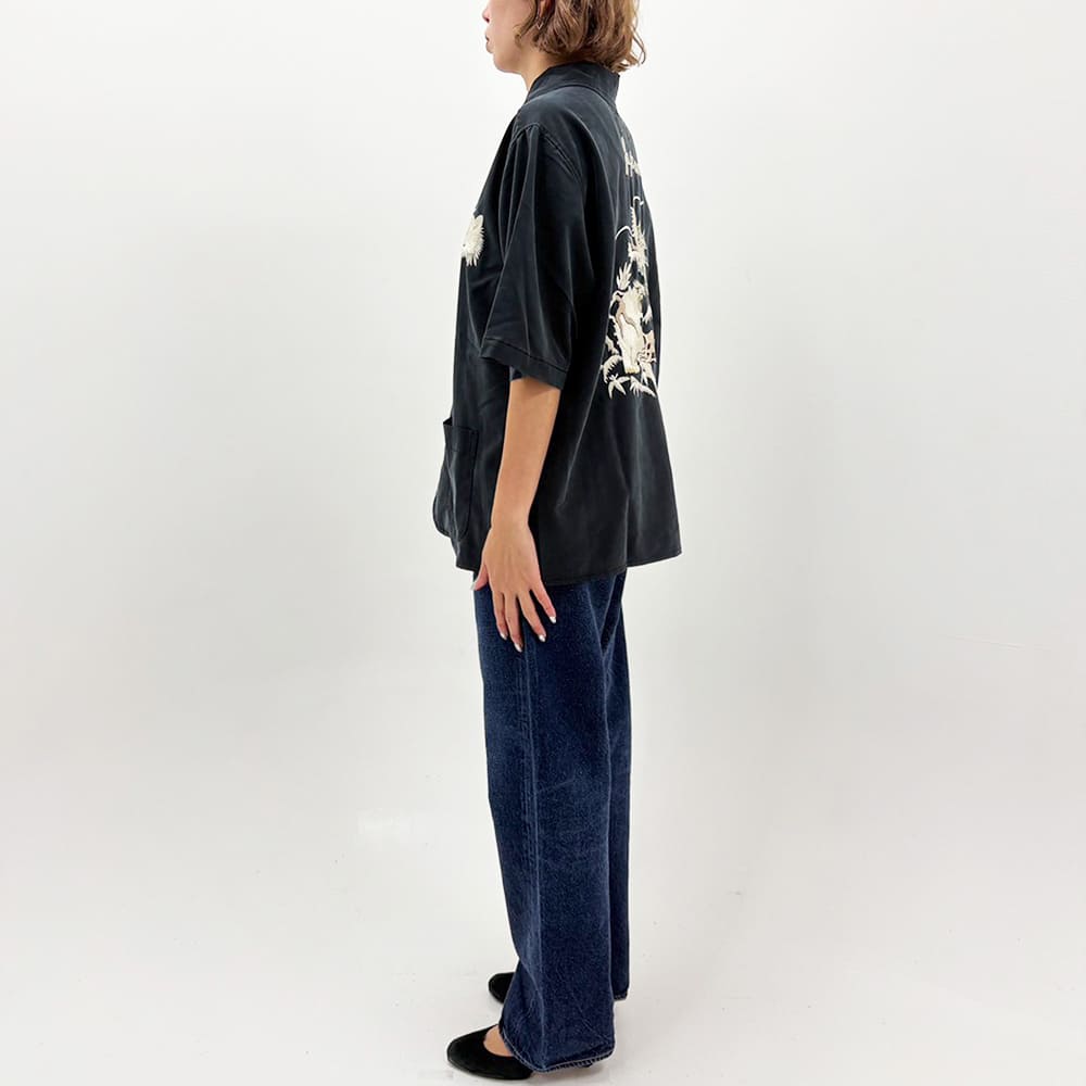 レーヨンフィブリルツイルS/Sシャツ(刺繍：⿓‧虎)